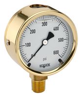 NOSHOK 25.300.300PSI Pressure Indicator, 300 psi, -40 °C to 100 °C, 1/4" NPT, Brass Case, 2.5" Gauge, 300 Series