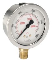 NOSHOK 25-901-3000-PSI/KPA Pressure Gauge, 3000 psi, -40 °C to 60 °C, 1/4" MNPT, Dual Scale - psi/kPa, 900 Series