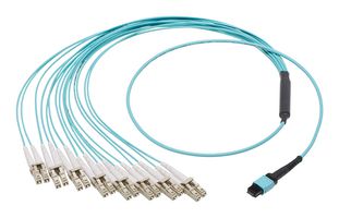 MOLEX 106283-6339 Fiber Optic Cable, Multimode, 16Fibres, MPO Jack to LC Duplex (8), 5m