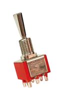 E-SWITCH 100SP4T1B1M1QEH Toggle Switch, Miniature, (On)-Off-(On), SPDT, Non Illuminated, 100 Series, Panel Mount, 5 A