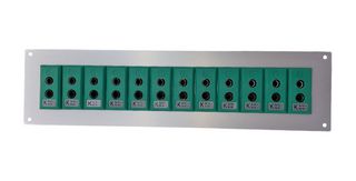 LABFACILITY IS-K-FF + FSP-12 Thermocouple Connector, Standard, Green, 66 x 259mm Panel, K, Socket, 12Way, IEC, Fascia Mount