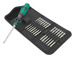 WERA 05051066001 Screwdriver Set, Bit holding/Phillips/Torx/Hex/Slotted/Square Bits/Fastener Strip, 15 Pieces