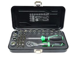 MULTICOMP PRO MP14-SS23018D Socket Tool Set, 1/4" Drive, Hex/Phillips/Slotted Bits/Coupler/Ratchet Handle/Bit Holder, 32 Pieces