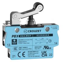 CROUZET 83250223 Microswitch, IP67, Standard, Roller Lever, SPDT-DB, Screw Clamp, 2 A