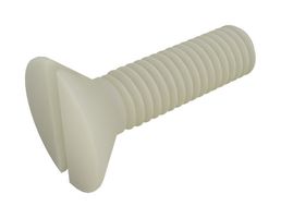 TR FASTENINGS RP0000381046 Screw, Nylon 6.6, Flat/Countersunk Head Slotted, 6mm, M2 x 0.4