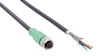 SICK YF2Z15-200UE1XLEAX Sensor Cable, A Coded, Black, M12 Receptacle, Free End, 5 Positions, 20 m, 65.6 ft