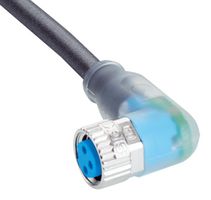 SICK YI8U13-020UA1XLEAX Sensor Cable, A Coded, Black, 90° M8 Receptacle, Free End, 3 Positions, 2 m, 6.6 ft