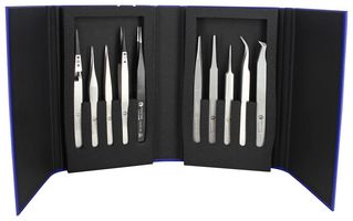 IDEAL-TEK K10HP.IT Tweezer Kit, High Precision, 00D/2A/5/7/15AGAA.NE/259CFR/3C/10G/2AXCPR, 10 Pieces