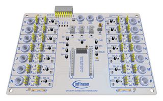 INFINEON SPIDERPLUSMBEVALTOBO1 Evaluation Board, TLE75008-ESD, TLE75080-ESH, TLE75242-ESH, 5V to 28V in, 28V out, 0.5A, PWM
