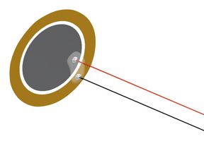 PUI AUDIO AB2040B-LW100-R Piezo Element, Bender, 4 kHz, 0.025 µF, 20 mm Diameter, 0.28 mm Height, 350 ohm
