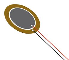 PUI AUDIO AB2065B-LW100-R Piezo Element, Bender, 6.5 kHz, 0.014 µF, 20 mm Diameter, 0.42 mm Height, 500 ohm