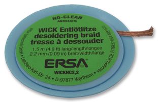 ERSA 0WICKNC2.2/SB Desoldering Braid, No-Clean, Halogen Free, Antistatic, Copper, 2.2 mm x 1.5 m