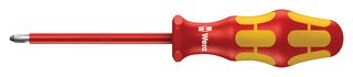 WERA 165 I PZ2 VDE Screwdriver, Pozidriv, PZ2, 205mm Overall Length, 100mm L Blade
