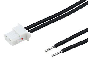 MOLEX 226431-1024 Cable Assembly, Mini-SPOX Receptacle to Free End, 2 Ways, 2.5 mm, 1 Row, 600 mm, 23.6 "