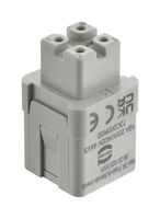 HARTING 09200035101.. Heavy Duty Connector, Han A Series, Insert, 3+PE Contacts, 3A, Receptacle, Push In Socket