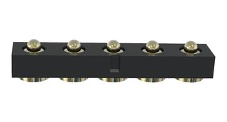 MULTICOMP PRO MP015207 Spring Loaded Connector, Pogo Pin Header, 2.54 mm, 1 Row, 5 Contacts, Surface Mount, Brass