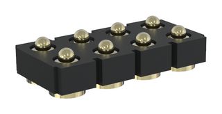 MULTICOMP PRO MP015208 Spring Loaded Connector, Pogo Pin Header, 2.54 mm, 2 Row, 8 Contacts, Surface Mount, Brass