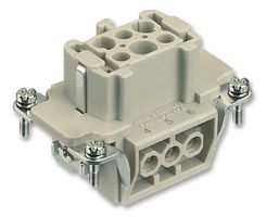 HARTING 0933 006 2701 Heavy Duty Connector, Signal, Han E, Insert, 6+PE Contacts, 6B, Receptacle, Screw Socket