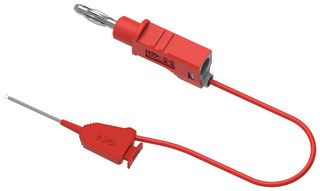 MULTICOMP PRO MP-SMDTC-B-50R Test Patch Lead, 4mm Banana Plug, Stackable, Pincer Clip, 19.7 ", 500 mm, Red, 1 A