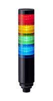 PATLITE LR6-402W8NK-RYGB Signal Tower, 4Tier, Amber/Blue/Green/Red, 8 Pin M12 Connector, 24 VDC, IP65, Black, -20 to 50 °C