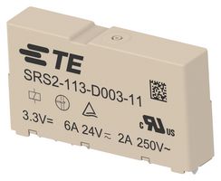 TE CONNECTIVITY SRS2-113-D003-11 Safety Relay, DC Monostable, 3.3 VDC, SPST-NO, SPST-NC, SRS2 Series, Through Hole, 6 A, PC Pin