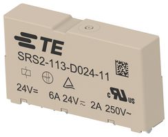 TE CONNECTIVITY SRS2-113-D024-11 Safety Relay, DC Monostable, 24 VDC, SPST-NO, SPST-NC, SRS2 Series, Through Hole, 6 A, PC Pin