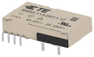 TE CONNECTIVITY SRS2-113-D011-12 Safety Relay, DC Monostable, 11 VDC, SPST-NO, SPST-NC, SRS2 Series, Through Hole, 6 A