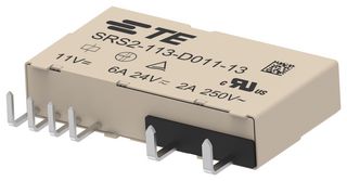TE CONNECTIVITY SRS2-113-D011-13 Safety Relay, DC Monostable, 11 VDC, SPST-NO, SPST-NC, SRS2 Series, Through Hole, 6 A