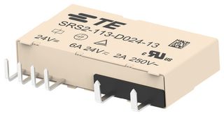 TE CONNECTIVITY SRS2-113-D024-13 Safety Relay, DC Monostable, 24 VDC, SPST-NO, SPST-NC, SRS2 Series, Through Hole, 6 A