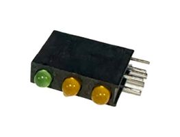 MULTICOMP PRO BL-51GAA-3 Circuit Board Indicator, Green, Orange, 3 LEDs, Through Hole, T-1 (3mm), O 20mA, G 20mA