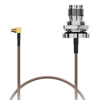 GCT CAB438RF-0200-A-1 RF / Coaxial Cable Assembly, IP67, 7.87 ", 200 mm, RG178, MMCX Right Angle Plug, TNC Bulkhead Jack
