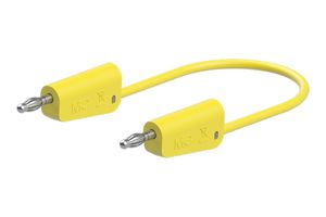 STAUBLI 64.1030-20024 Banana Test Lead, 30 VAC, 4mm Stackable Banana Plug, 4mm Stackable Banana Plug, 6.6 ft, 2 m, Yellow