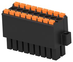 BUCHANAN - TE CONNECTIVITY 2842493-9 Pluggable Terminal Block, w/ Flange, Blk, 3.5 mm, 18 Ways, 24 AWG, 16 AWG, 1.3 mm², Push In