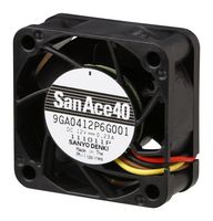 SANYO DENKI 109P0405F601 DC Axial Fan, 5 V, Square, 40 mm, 20 mm, Ball Bearing, 6.5 CFM