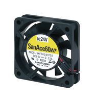SANYO DENKI 9WF0624H701 DC Axial Fan, 24 V, Square, 60 mm, 15 mm, Ball Bearing, 18.3 CFM