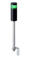 PATLITE LR6-102L4NK-G Signal Tower, 1 Tier, Green, Black Body, 4 Pin M12 Connector, 24VDC, Pole Mount , L-Bracket