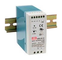 MEAN WELL DRA-40-24 AC/DC DIN Rail Power Supply (PSU), ITE, 1 Output, 40.8 W, 24 VDC, 1.7 A