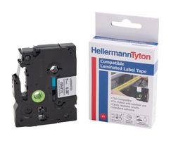 HELLERMANNTYTON 596-99211 HTZ211-PET-BK/WH Label Printer Tape, Self-Adhesive, Laminated, Black on White, 8m x 6mm, Polyester