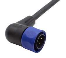 BULGIN LIMITED PXP4002/002/04P Circular Cable Assembly, 90° Circular Plug to Free End, 4 Ways, 6.6 ft, 2 m, Black
