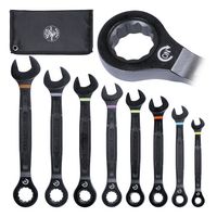 KLEIN TOOLS 69408MG Wrench Set, Ratcheting Combo, 90-Tooth, 8 Pieces of Size 8, 10, 12, 13, 14, 15, 17, 19mm Wrenches