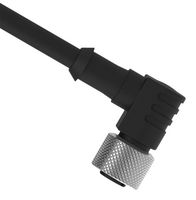 BANNER ENGINEERING MQDC20-515RA Sensor Cable, A Coded, Black, 90° M12 Receptacle, Free End, 5 Positions, 4.57 m, 14.99 ft