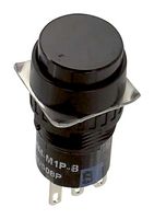 IDEC AB6M-M1-B Industrial Pushbutton Switch, A6 Series, 16 mm, SPDT, Momentary, Round, Black
