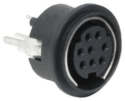 SAME SKY MD-80SV DIN Audio / Video Connector, Mini, 8 Contacts, Receptacle, PCB Mount, Through Hole Vertical