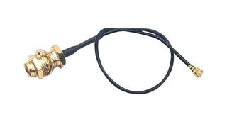 MUELLER ELECTRIC BU-4150100150 RF / Coaxial Cable Assembly, 5.9 ", 150 mm, SMA RP Bulkhead Jack, 90° U.FL Plug, 50 ohm