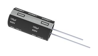 KEMET ESH107M450AN2AA Electrolytic Capacitor, 100 µF, 450 V, ± 20%, Radial Leaded, 2000 hours @ 105°C, Polar