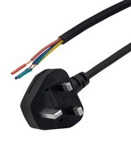 STEWART CONNECTOR PC-UK006FSL Mains Power Cord, 90  BS 1363 Plug to Free End, 1.8 m, 10 A, 250 V, Black