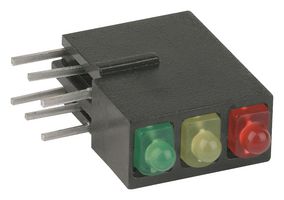MENTOR 1905.8721 Circuit Board Indicator, Red, Yellow, Green, 3 LEDs, Through Hole, 2mm, R 20mA, Y 20mA, G 20mA