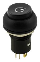 SAME SKY PB5L-A-BKWT-P-R-67 Industrial Pushbutton Switch, Power Emblem, PB5L Series, 12 mm, SPST-NO-DM, Off-On, Round Raised