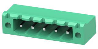 BUCHANAN - TE CONNECTIVITY 2842524-5 Terminal Block, PA66, Green, 1Row, w/Flange, Header, 5.08 mm, 5 Ways, 15 A, 300 V