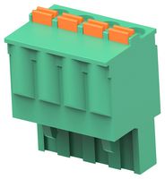TE CONNECTIVITY - BUCHANAN 2842514-4 Pluggable Terminal Block, PA66, Green, 1Row, 5.08 mm, 4 Ways, 26 AWG, 12 AWG, Push In